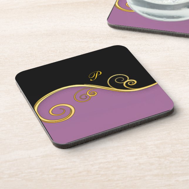 Purple-black Swirl with Initial Coaster (Left Side)
