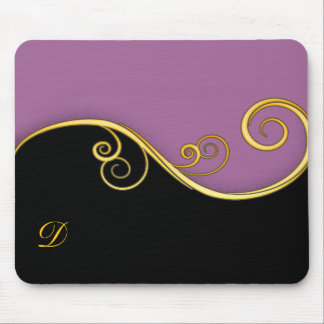 Purple-black Swirl with Initial Mouse Mat
