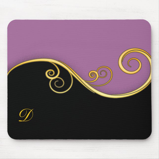 Purple-black Swirl with Initial Mouse Mat (Front)