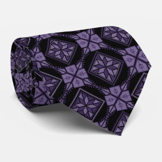 Purple & Black Tatreez Henna Thobe Pattern Tie