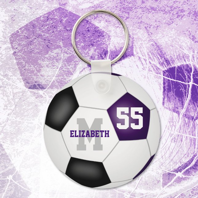purple black team colours girls boys sports soccer key ring (Creator Uploaded)