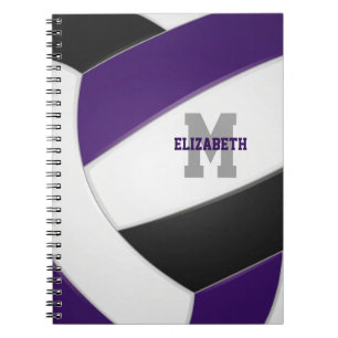purple black team colours girls boys volleyball notebook