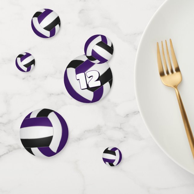 purple black team colours kids volleyball party confetti (Group)