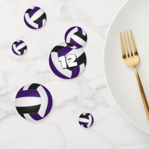 purple black team colours kids volleyball party confetti