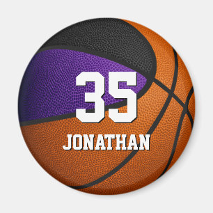 purple black team colours realistic basketball magnet