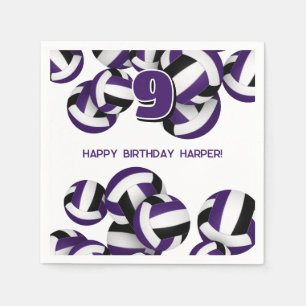 purple black team colours volleyball kids sports napkin
