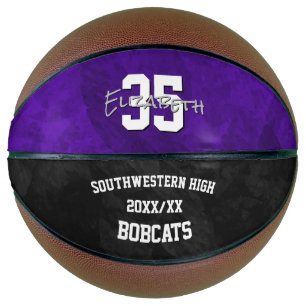 Purple black team name end of season keepsake  basketball