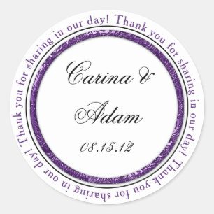 Purple Black Thank You Wedding Favour Sticker