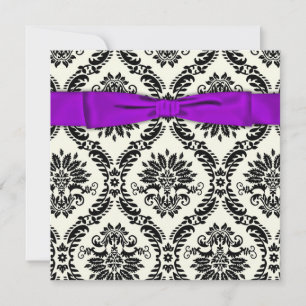 Purple Black Tie Party Black Damask Party Invitation