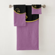 Purple-black Towel-Set w/out) Initials