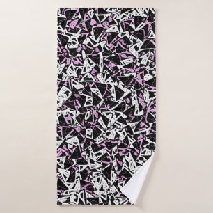 Purple Black Triangle Pattern Bath Towel