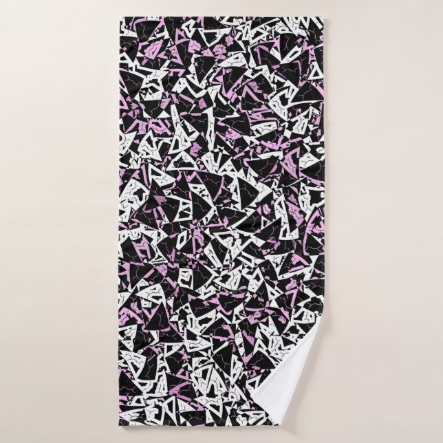 Purple Black Triangle Pattern Bath Towel (Bath Towel)