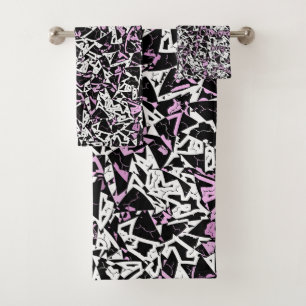Purple Black Triangle Pattern Bath Towel Set