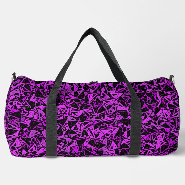 Purple Black Triangle Pattern Large Duffle Bag (Front)