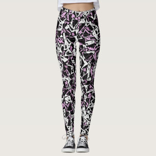 Purple Black Triangle Pattern Leggings