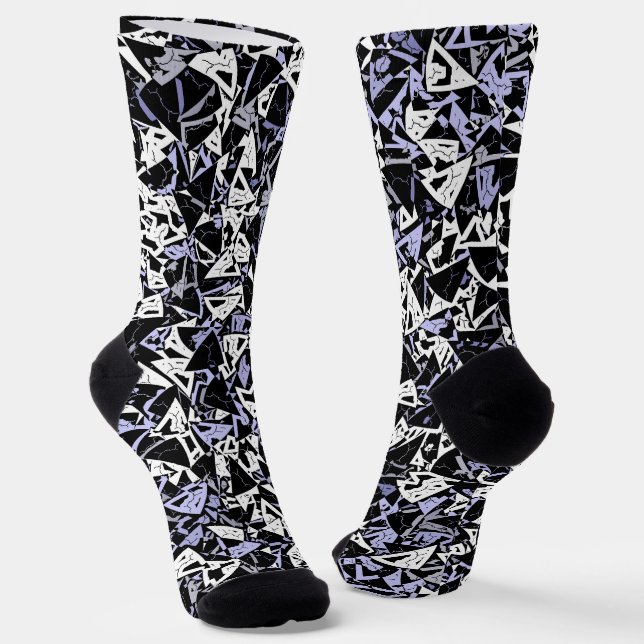 Purple Black Triangle Pattern Socks (Angled)