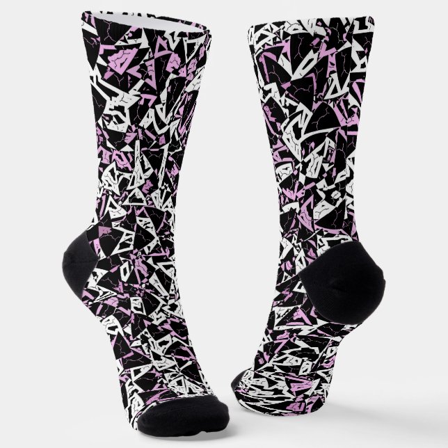 Purple Black Triangle Pattern Socks (Angled)