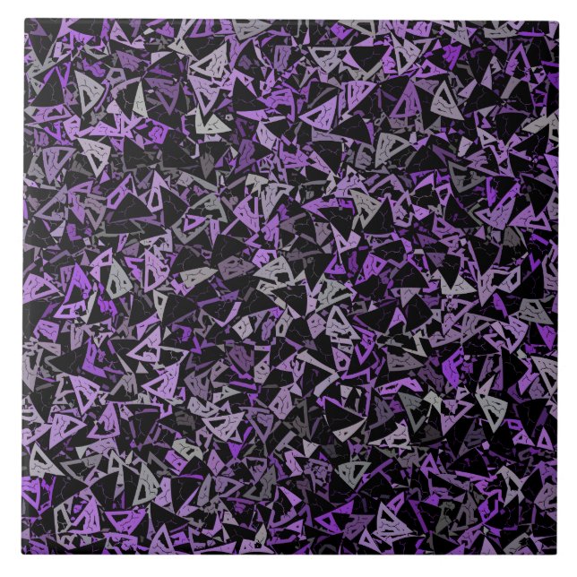 Purple Black Triangle Pattern Tile (Front)