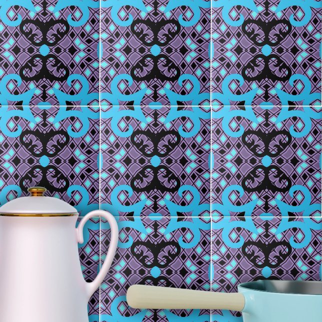 Purple Black Turquoise Kaleidoscopic Mosaic Tile (Creator Uploaded)