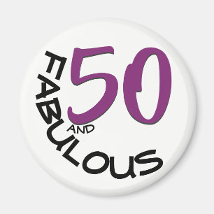 Purple & Black Typography   50th Birthday Magnet