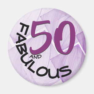 Purple & Black Typography   50th Birthday Magnet