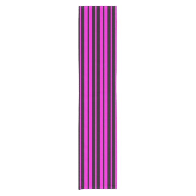Purple Black Vertical Stripes Pattern Design Short Table Runner (Front)