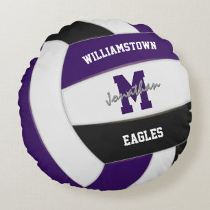 purple black volleyball kids sports room decor round cushion
