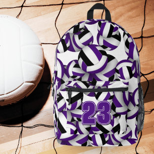 purple black volleyball team colours custom  printed backpack