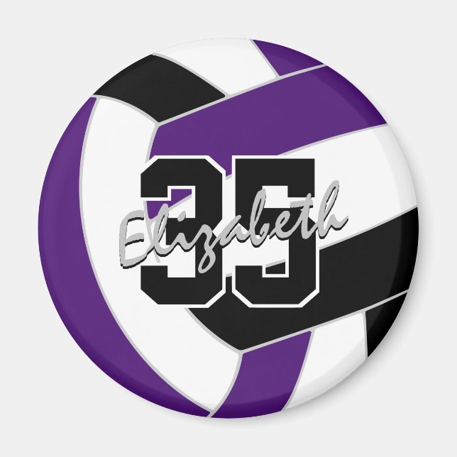 purple black volleyball team colours gifts magnet (Front)
