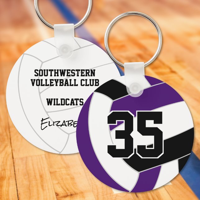 Purple black volleyball team colours key ring (Creator Uploaded)