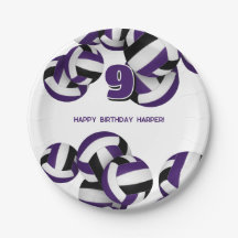 purple black volleyballs kids birthday party