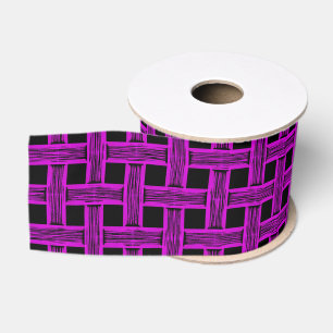 Purple Black Weave Pattern Grosgrain Ribbon
