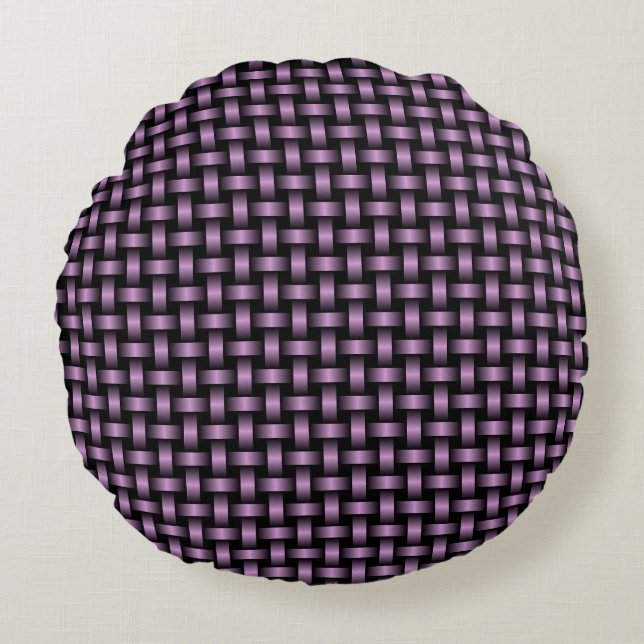 Purple Black Weave Pattern Round Cushion (Front)