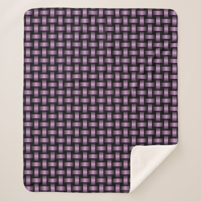 Purple Black Weave Pattern Sherpa Blanket (Front)