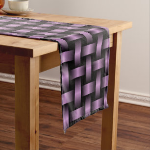 Purple Black Weave Pattern Short Table Runner