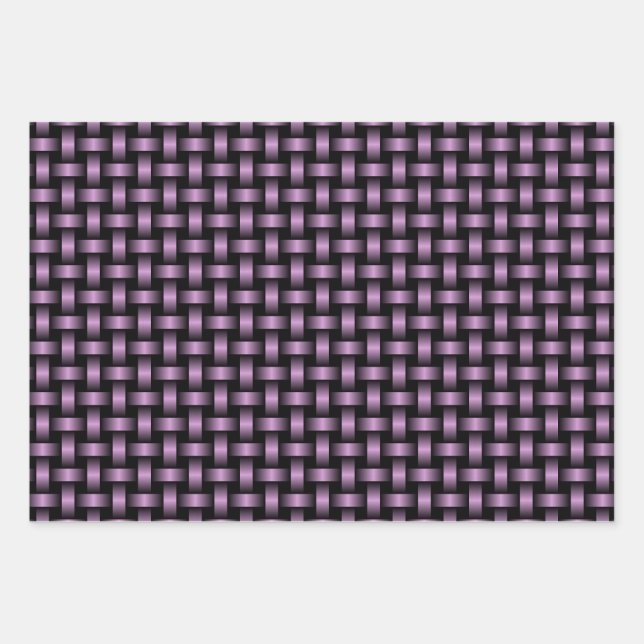 Purple Black Weave Pattern Wrapping Paper Sheet (Front)