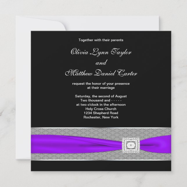 Purple Black Wedding Invitation (Front)