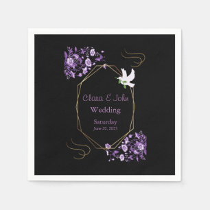 Purple & Black Wedding Napkins 