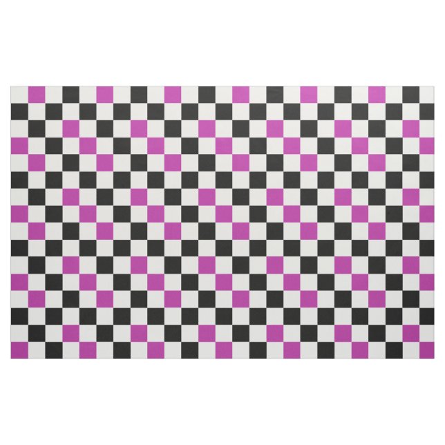 Purple Black White Chequered Pattern Design  Fabric (Fat Quarter)