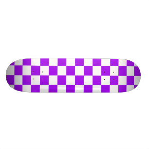 Purple Black & White Chequered Skateboard Deck