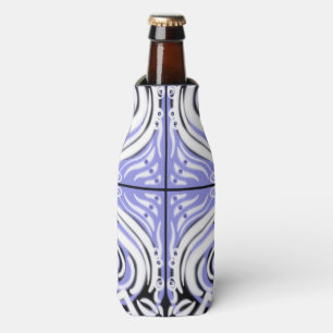 Purple Black White Curvy Abstract Pattern Bottle Cooler