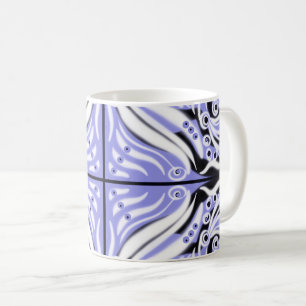 Purple Black White Curvy Abstract Pattern  Coffee Mug