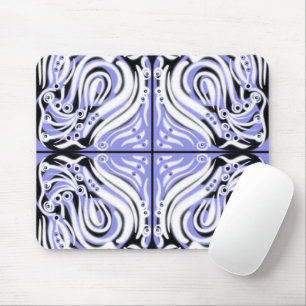 Purple Black White Curvy Abstract Pattern  Mouse Mat