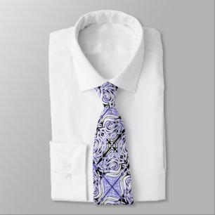Purple Black White Curvy Abstract Repeat Pattern  Tie