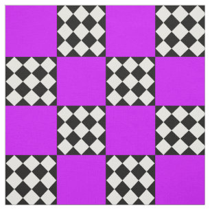 Purple Black White Harlequin Square Shape Textile Fabric