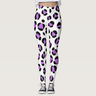 Purple Black White Leopard Animal Print Leggings