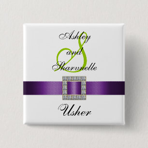 Purple, Black, White, Lime Green Usher Pin