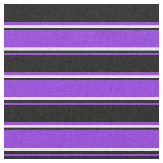 Purple, Black & White Lines/Stripes Pattern Fabric (Close Up)