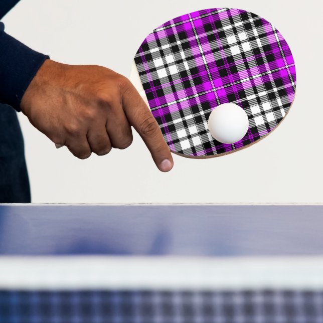 Purple Black White Plaid Tartan Pattern Design  Ping Pong Paddle (Insitu)