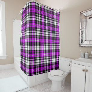 Purple Black White Plaid Tartan Pattern Design Shower Curtain